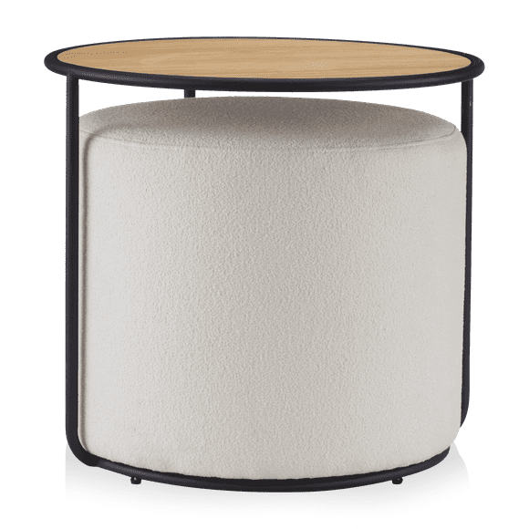 Bouclair White Side Table with Ottoman