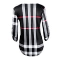 thumbnail image 3 of Camiseta con estampado a cuadros Mujer Otoño Manga 3/4 Blusa con cuello en V profundo Top suelto Noticed AP000101-01B, 3 of 3