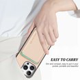 thumbnail image 5 of Dteck Detachable Back Cover for iPhone 16 Pro Max with Card Holder, Magnetic Wallet Pocket Carbon Fiber Texture PU Leather Slim Phone Case, Khaki, 5 of 12