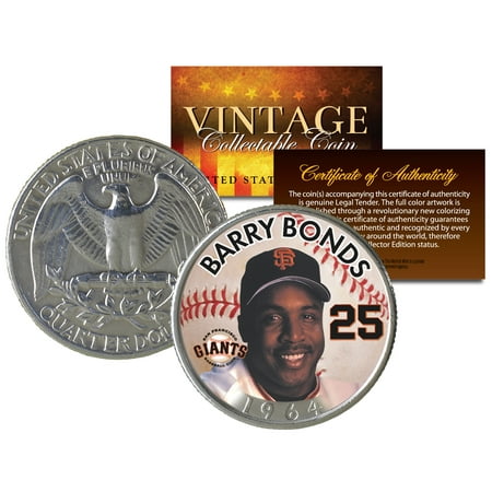- BARRY BONDS Colorized 1964 Silver Quarter U.S. Coin * Birth Year * Legal Tender