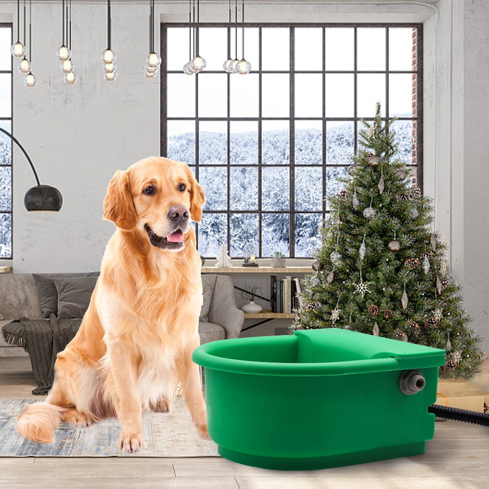 Automatic Heated Dog Waterer Bowl Feeder Constant Temperature Dispenser 3L Outdoor Thermal Bowl with Float Ball Valves for Pet Dog Horse Cattle Goat Sheep (Green)