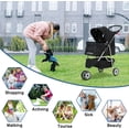 thumbnail image 6 of Dkelincs 3 Wheel Dog Stroller Folding Pet Stroller Travel Dog Carriers for Small Dogs with Free Pad & Cup Holder, Black, 6 of 7