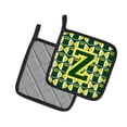thumbnail image 2 of Letter Z Football Green and Yellow Pair of Pot Holders, 2 of 2