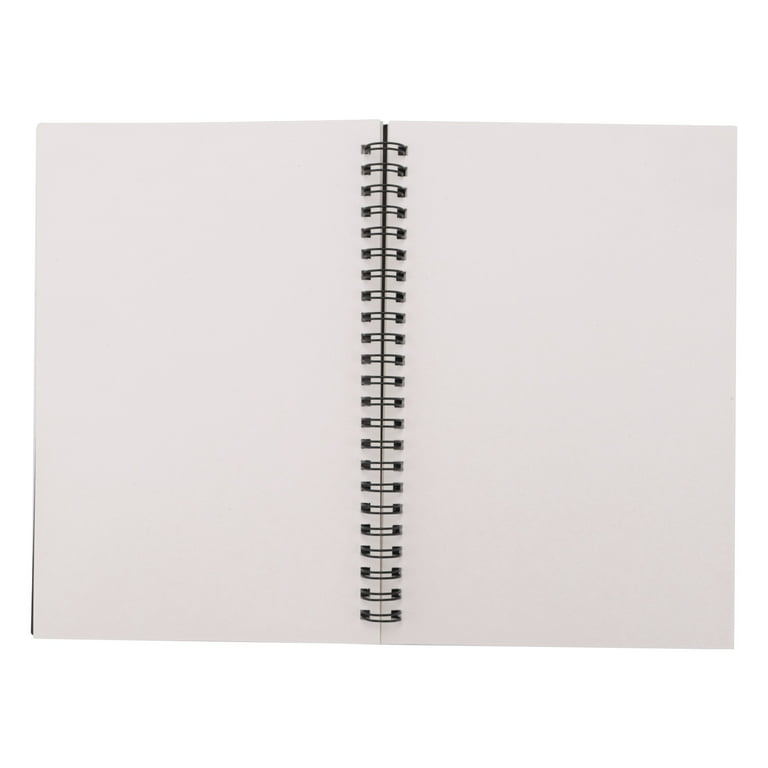 5pc A5 Black Spiral Notebook Blank Unruled 50 Sheet 100 Unlined Pages
