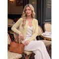 thumbnail image 7 of JWD Women's Long-Sleeved Crew Neck Scallop Edge Buttoned Cropped Cardigan Knitted Sweater, 7 of 7