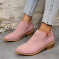 thumbnail image 2 of Caqnni Women's Ankle Boots Low Chunky Stacked Heel Comfortable Round Toe booties with Side Zipper Shoes Fall Winter Ankle Boots (8.5,Pink), 2 of 7