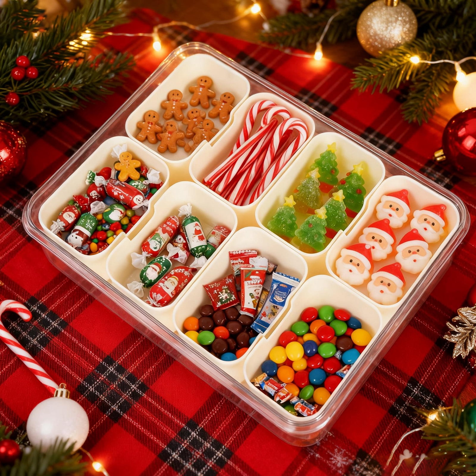 YOYTOO Snack Box Container with Dividers 8 Compartment Plastic Snackle Boxes Containers Lunch Box with Lids & Handles