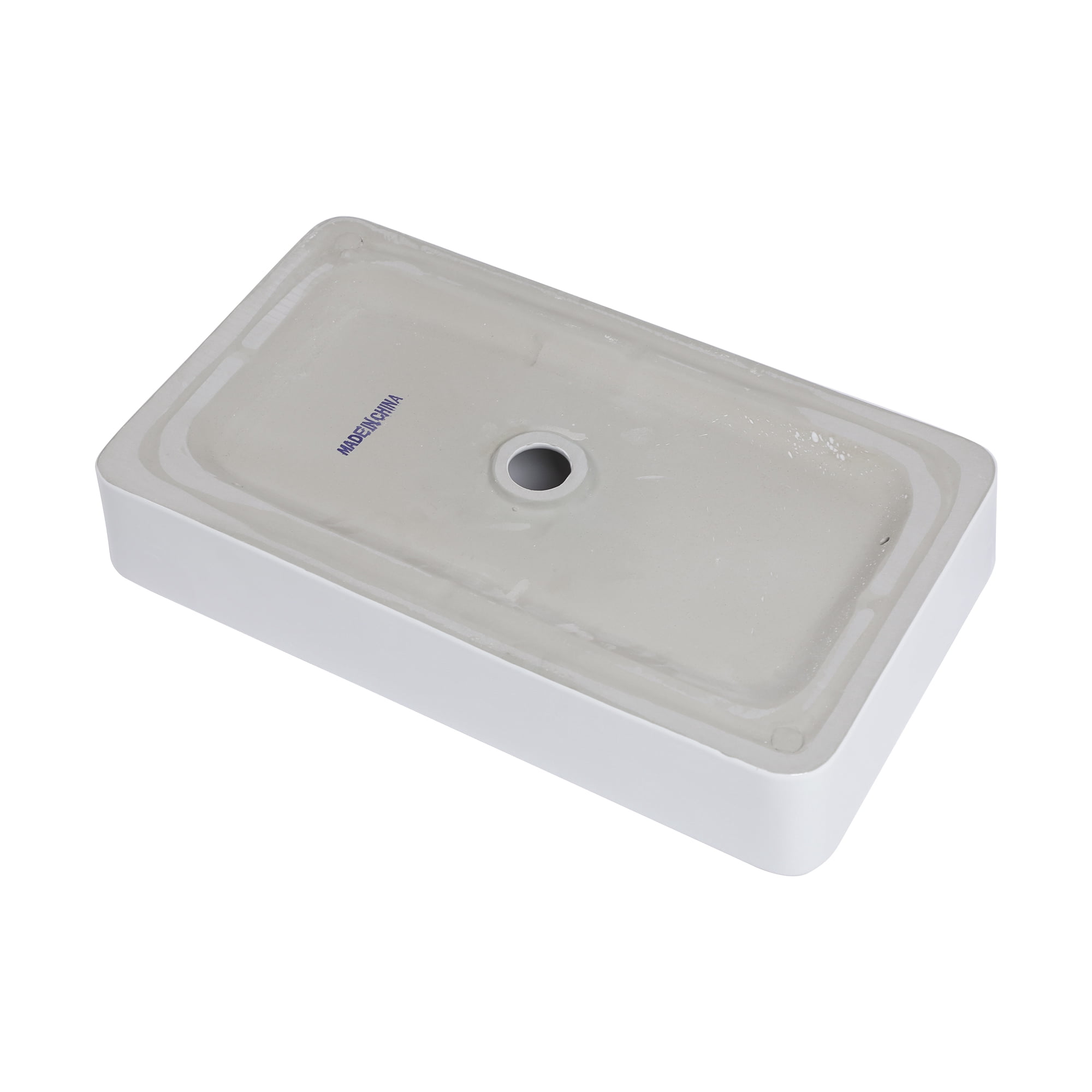 24"×14"×4.5" White Ceramic Rectangular Countertop Bathroom Sink