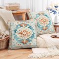 thumbnail image 6 of Boho Throw Pillow Covers 16x16 inch Set of 2, Blue Bohemian Carpet Double Sided Pattern Soft Plush Cushion Cover for Farmhouse Couch Sofa Bed Decorative, Only Pillowcase, 6 of 6