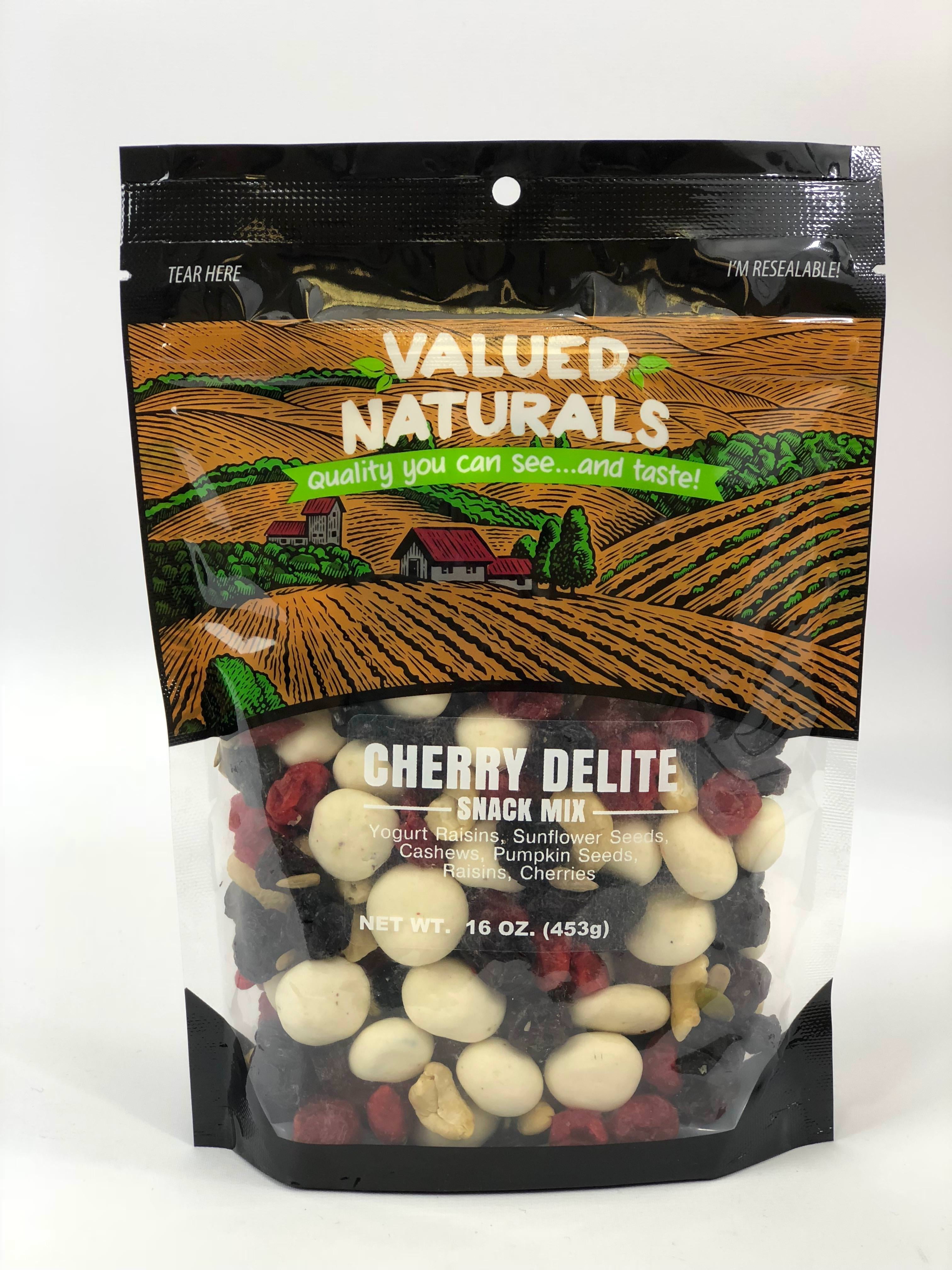 Valued Naturals, Cherry DeLite Snack Mix, 16 oz standup pouch