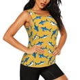 thumbnail image 2 of Xecao Shark Print print women's scoop neck, loose-fit workout tank tops for the gym., 2 of 9