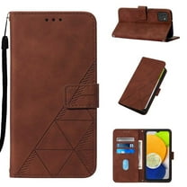 Allytech Case for Samsung Galaxy A03 Cover with Card Holder Folio Wallet Case, Kickstand PU Leather Magnetic Closure Soft TPU Back Protective Cover with Hand Strap for Galaxy A03, Brown