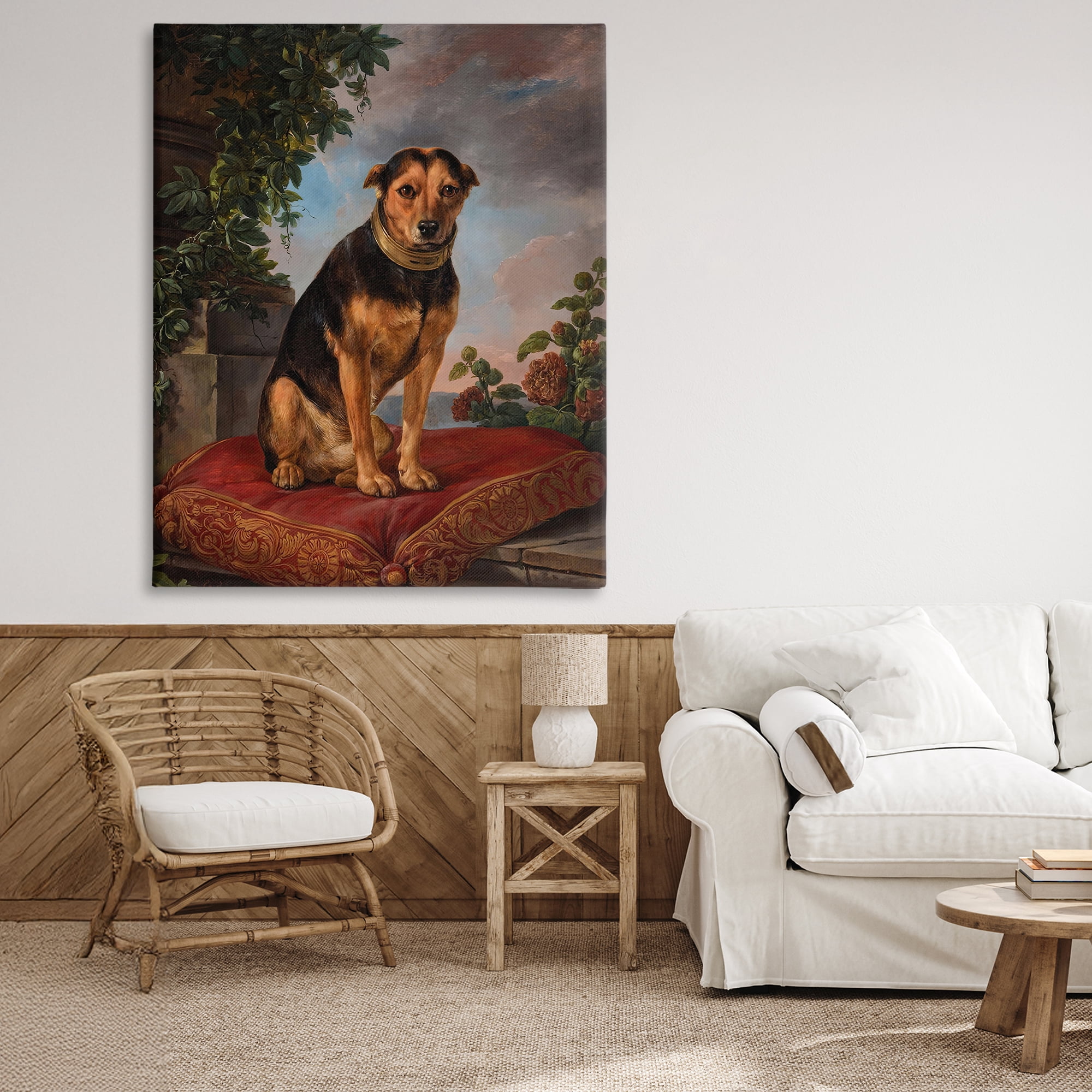 Stupell Industries Historical Dog on Cushion Canvas Wall Art, design by Lil' Rue