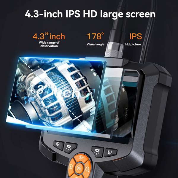 Single Lens Endoscope Inspection Camera 4.3 IPS Screen Handheld Inspection Camera 1080P 8MM Endoscope Camera with Light