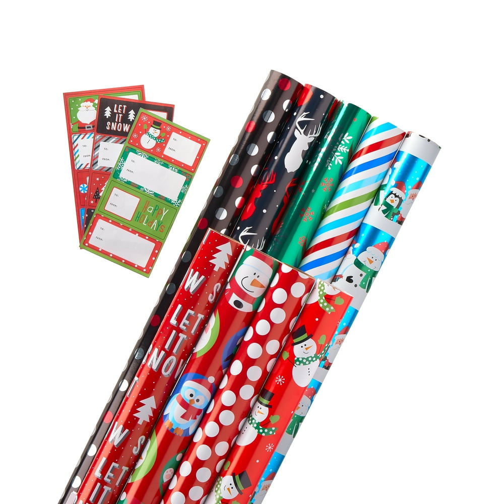 American Greetings Christmas Wrapping Paper and Gift Tag Variety Set