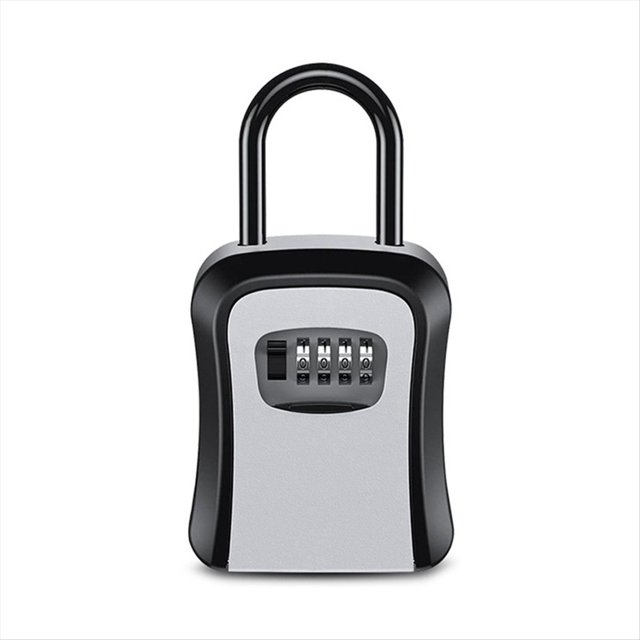 Cajas para Llaves con Contraseña para Exteriores Gancho Bloqueo Extendido Alambre Acero Almacenamiento Llaves para Colgar Llave Impermeable Caja Código 4 Dígitos Gris
