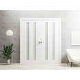 thumbnail image 3 of Sliding French Pocket Door 28 x 80 inches | Sete 6933 Matte Black with Frosted Glass | Kit Trims Rail Hardware | Solid Wood Interior Bedroom Sturdy Doors, 3 of 5