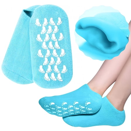 RAGUPEL Light Blue Foot Masks Moisturizing Gel Socks Foot Care Gel Moisturizing Silicone Socks Non Slip Heel Socks Chapped Foot Care Socks Women Men Soft Feet Rough Skin