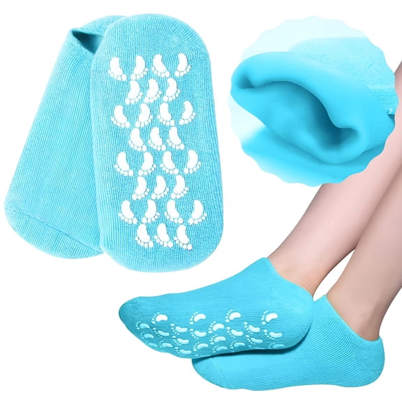 RAGUPEL Light Blue Foot Masks Moisturizing Gel Socks Foot Care Gel Moisturizing Silicone Socks Non Slip Heel Socks Chapped Foot Care Socks Women Men Soft Feet Rough Skin