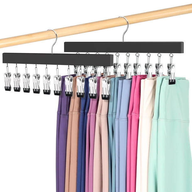 Organizador de leggings para armario, perchas para pantalones con clips para 20 leggings, jeans, sombreros, pantalones cortos, calcetines, organizador de ropa colgante giratorio de 360° para ahorro de