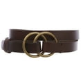 thumbnail image 2 of Women's 3/4" (20mm) Round Double Circle O-Ring Fold Buckle Skinny Genuine Leather Belt, 2 of 2