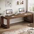 thumbnail image 4 of Tribesigns 86.6-inch Extra Long Desk, Wooden 2 Person Desk with Sturdy Legs, Large Double Computer Desk for Home Office, Dark Brown, 4 of 6