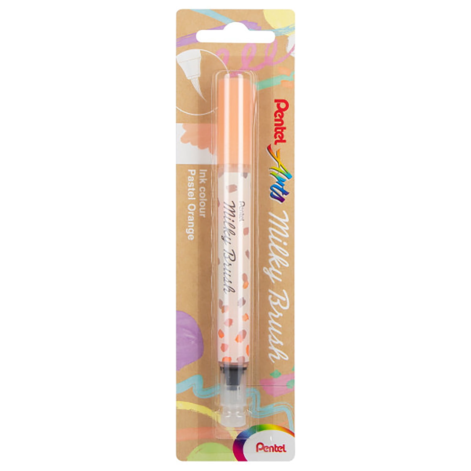 Pentel Arts Milky Brush Pen, Pale Orange Ink, Pack of 3