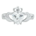 thumbnail image 5 of 1.05 ct Heart Cut Simulated Diamond Claddagh 14K White Gold Womens Engagement Ring, 5 of 6
