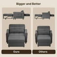 thumbnail image 3 of Sofa Bed Chair Convertible, Sleeper Chair with Pull-Out Bed, 3-in-1 Futon Couch with Reclining Backrest and Side Pocket, Dark Grey, 3 of 11