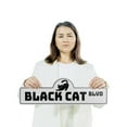 thumbnail image 3 of Black Cat Plastic Street Sign - 7 Inch X 20 Inch Gift Pet Feline Animal Superstition Halloween Spooky Decor Mysterious Night Playful, 3 of 4