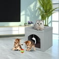 PinkSheep Collapsible Fabric Cat House Cat Bed Cave Cat Cube Condo for Indoor Cats Gray