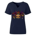 thumbnail image 5 of mihongmao Mardi Gras T Shirts for Women Ladies' Carnival Printed V-neck T-shirt Casual Short Sleeved Top/Shirt Navy XL, 5 of 7