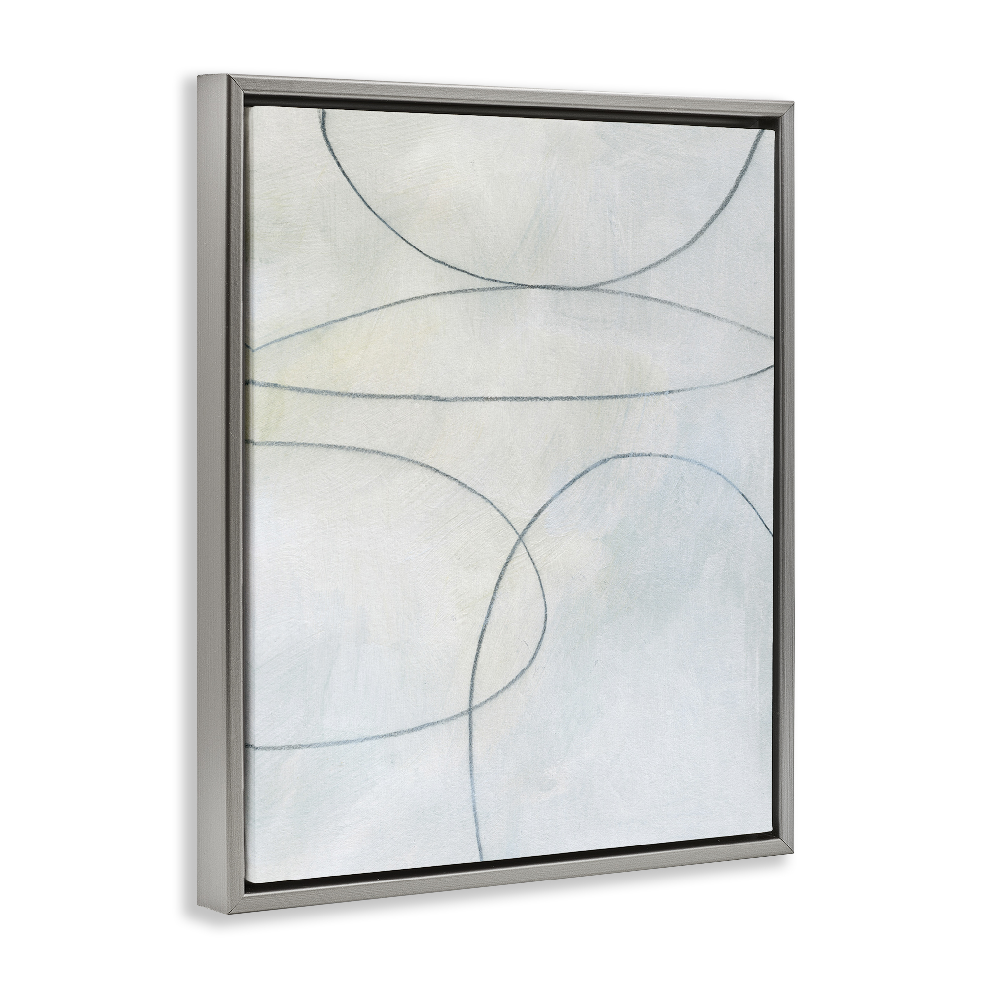 Stupell Industries Oblong Shapes Doodle Abstract Drawing Gray Floater Framed Canvas Art Print Wall Art, 25 x 31