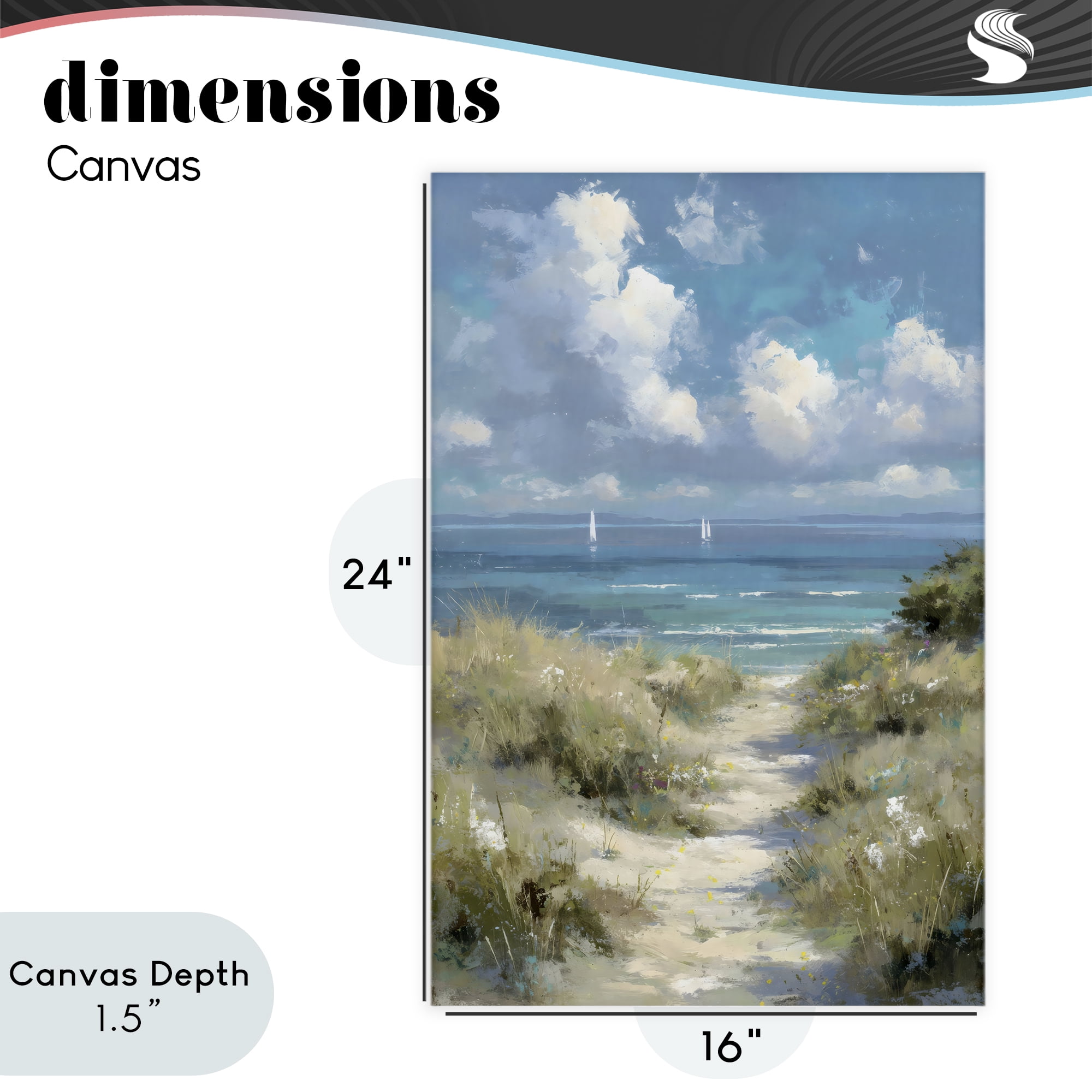 Stupell Industries Impressionist Clouds over Beach Path Canvas Wall Art, design by Petal Prints Design