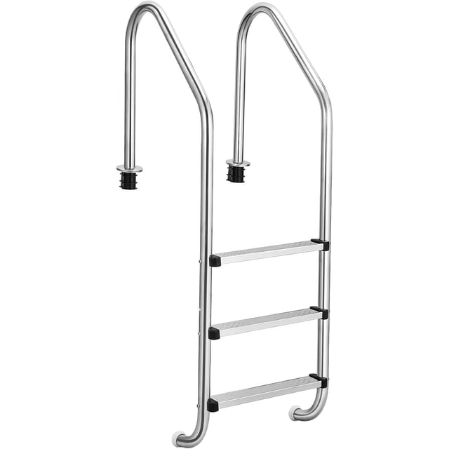 Pool Ladder, 304 Stainless Steel Swimming Pool Ladder, Heavy Duty Pool Escalator, 3 Step Pool Pedal Ladder, for Above Ground Pools Stair Entry System, with Handrails