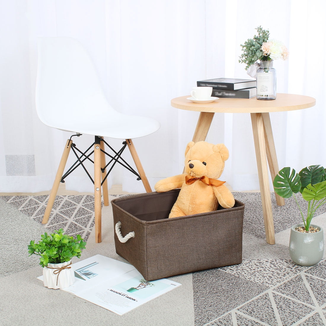 Collapsible Fabric Storage Bins Basket Storage Container Chocolate Color S