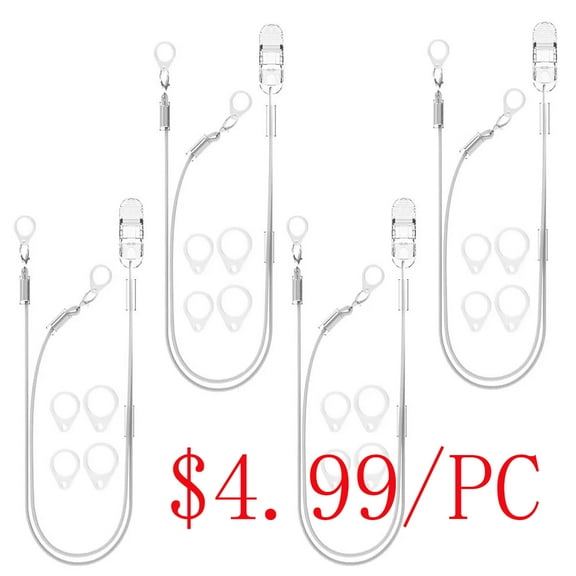 Hearing Aid Clip for Seniors Adults - Anti-Lost Lanyard Protector BTE Clip Holder Rope with Loops and Clip and Security Clip,Binaural,Gray