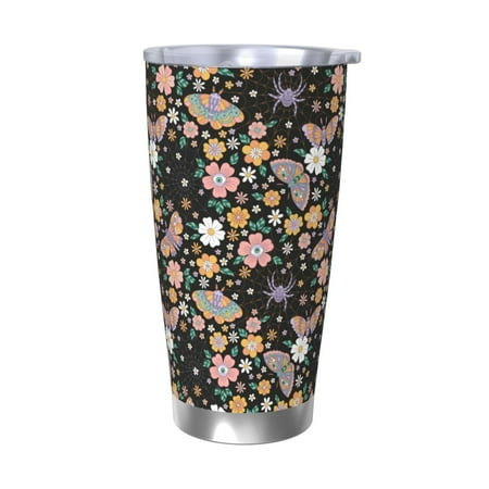 

Lukts Floral Insects for 20OZ Car Cup Stainless Steel Direct Drinking Straw Thermos Cup Suitable for Office Travel and Car-Without Straw