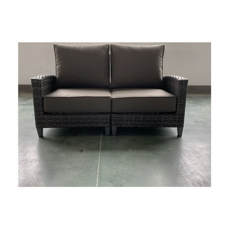 Loveseat Set - 2-Piece Patio Furniture - Modern Aluminum Frame - Charcoal Cushions - 59" x 31" x 33.5"