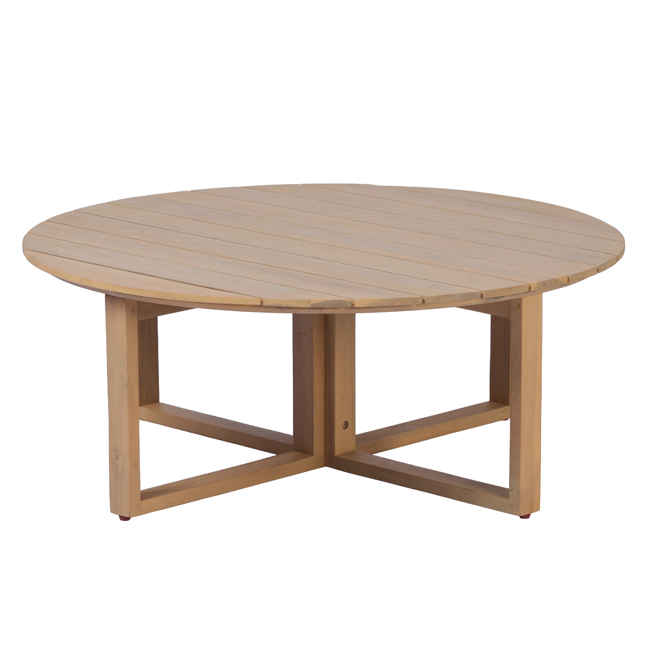 Christopher Knight Home 35" Round Outdoor Acacia Wood Coffee Table with Slatted Top, Light Teak