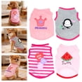 thumbnail image 2 of Printed Pet Outfit , 4-Pack Dog Shirts for Small Dogs - Adorable Vest Clothes Featuring Love Heart, Watermelon, and Crown Prints, 2 of 9