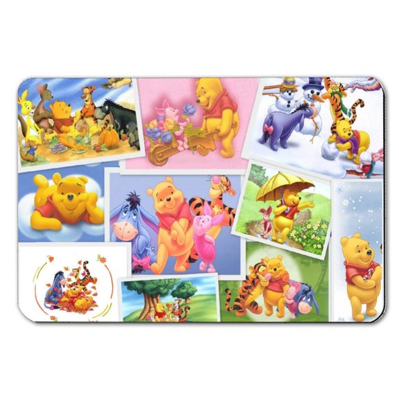 Bath Mat for Winnie-the-Pooh Kitchen Floor Mat Soft Flannel Door Mats Non Slip Kitchen Rugs Bath Rug Decor Runner Carpet for Bathroom Bedroom 15.7x23.6 Inch