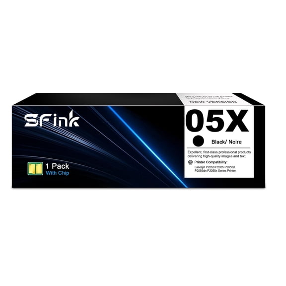 05X CE505X Toner Cartridges 1 Pack Black Compatible for HP05X for Laserjet P2050 P2055 P2055d P2055dn P2055x Series Printer