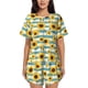 thumbnail image 1 of Fotbe White Blue Striped Sunflower Conjunto de Pijama Estampado para Mujer, 2 Piezas, Ropa de Dormir con Camiseta de Manga Corta y Shorts Suaves-Medium, 1 of 6