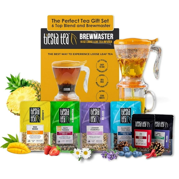 - Ultimate Live Loose Kit, Loose Leaf Tea Starter Kit, High to Non-Caffeinated Hot & Iced Tea, Starter Kit with Black, Green, Herbal Tea Sample Bags and 16oz Bottom Dispensing Tea Infuser