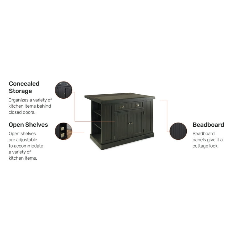Homestyles Nantucket Black Kitchen Island Com Homestyles Nantucket Black Kitchen, Nantucket Black Kitchen Island With Granite Top