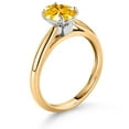 thumbnail image 3 of Gem Stone King 10K Yellow and White Gold Golden Yellow Zirconia Solitaire Engagement Ring for Women (1.21 Cttw, Oval 8X6MM, Gemstone Birthstone, Size 9), 3 of 4