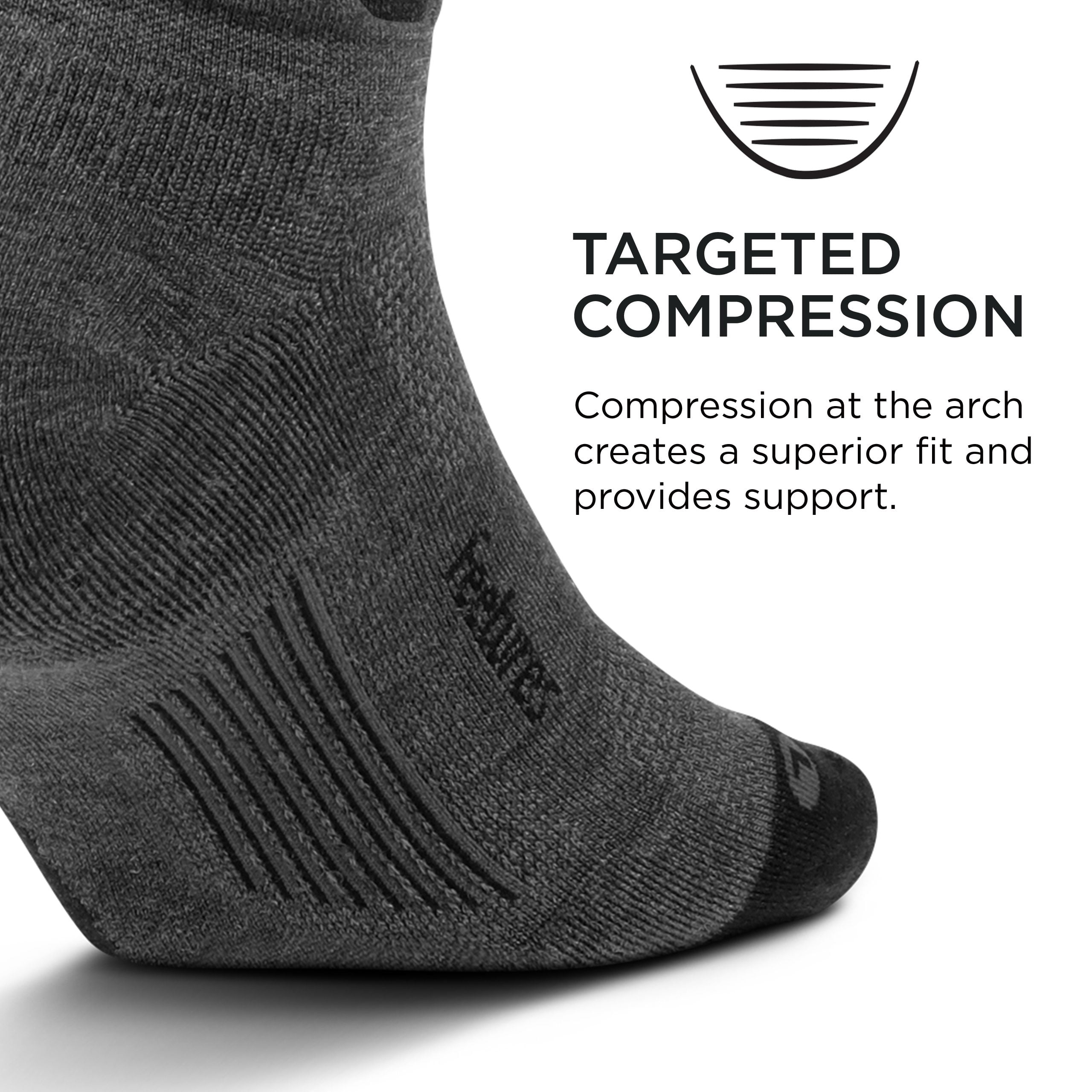 Feetures Merino 10 Ultra Light Cushion No Show Tab Ankle Socks - Wool Socks for Women & Men - Gray, XL (1 Pair)