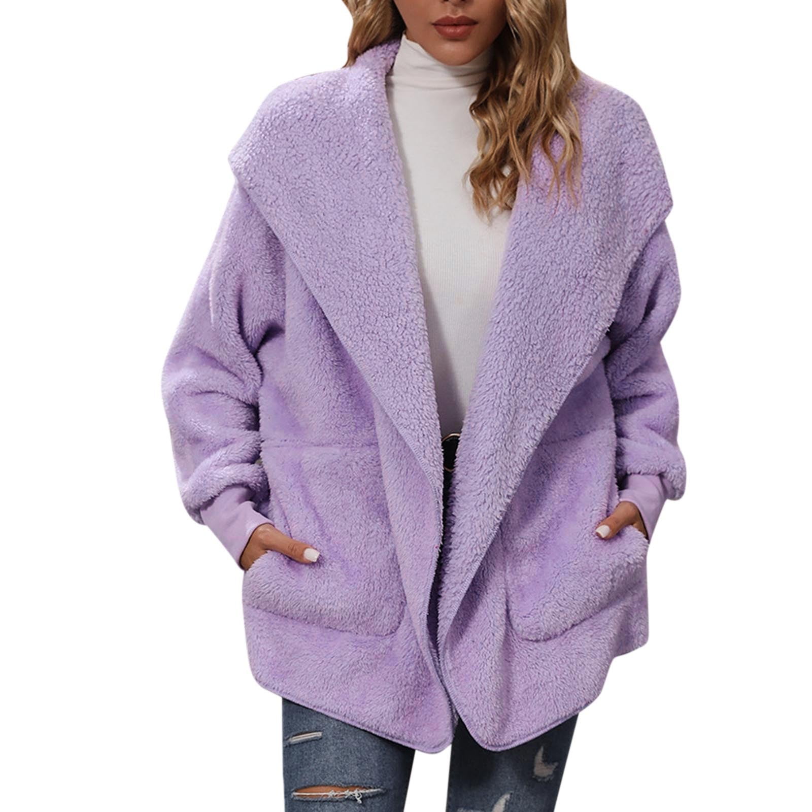 LBECLEY Bed Jacket Womens Jacket Fuzzy Hooded Casual Coats Cardigan ...