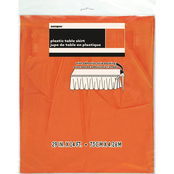Plastic Tableskirt 29"X14'-Orange